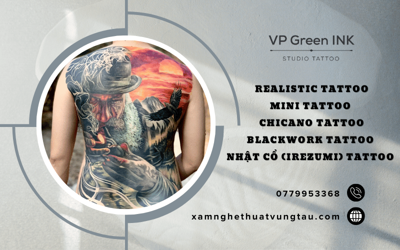 Realistic tattoo, Mini tattoo, Chicano Tattoo, Blackwork tattoo, Nhật cổ (Irezumi) tattoo