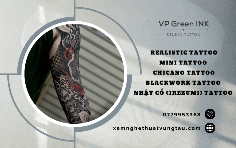 Realistic tattoo, Mini tattoo, Chicano Tattoo, Blackwork tattoo, Nhật cổ (Irezumi) tattoo